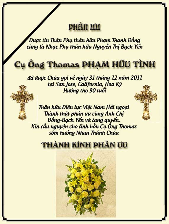 Phân Ưu Thân hữu Điện lực VN Hải ngoại