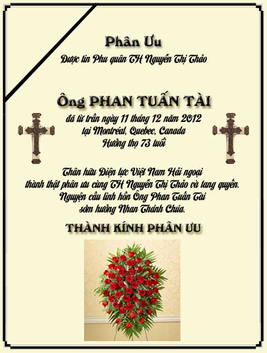 Phân Ưu Thân hữu Điện lực VN Hải ngoại