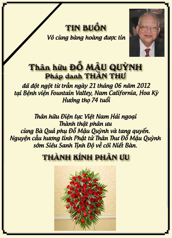 Phân Ưu Thân hữu Điện lực VN Hải ngoại