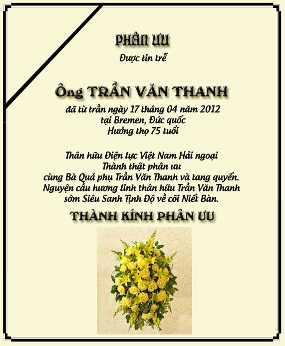 Phân Ưu Thân hữu Điện lực VN Hải ngoại