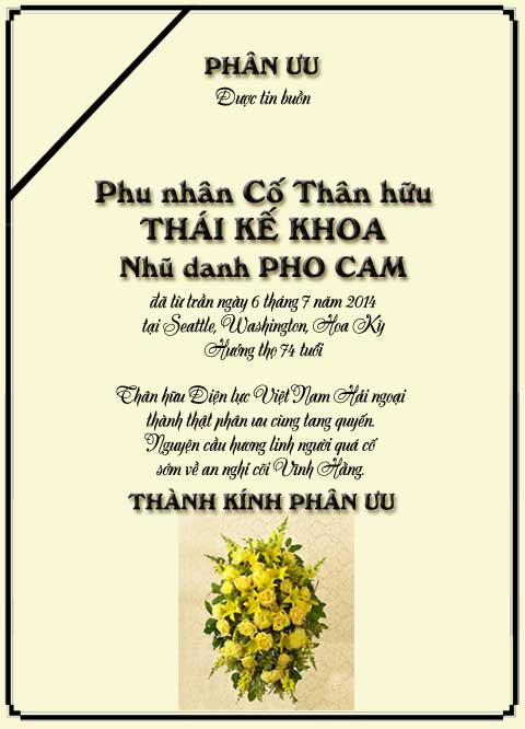 Phân Ưu Thân hữu Điện lực VN Hải ngoại
