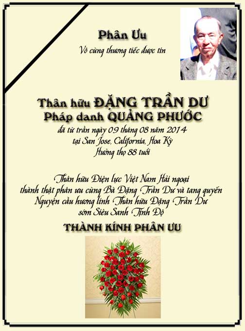 Phân Ưu Thân hữu Điện lực VN Hải ngoại