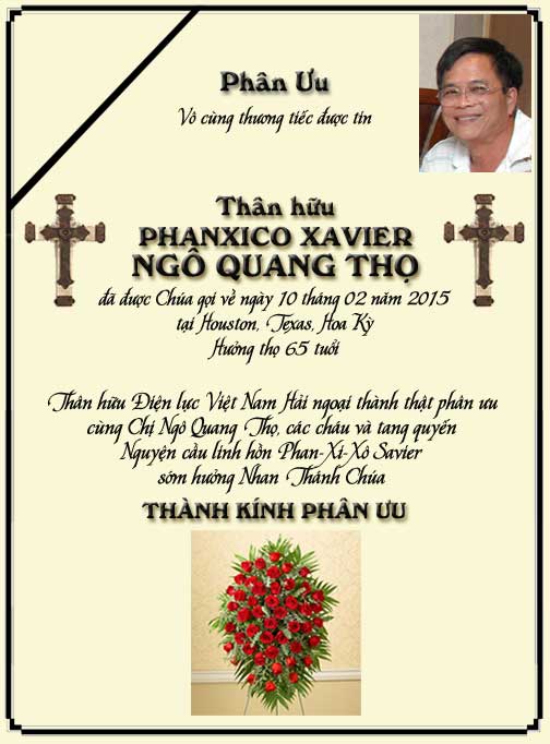 Phân Ưu Thân hữu Điện lực VN Hải ngoại