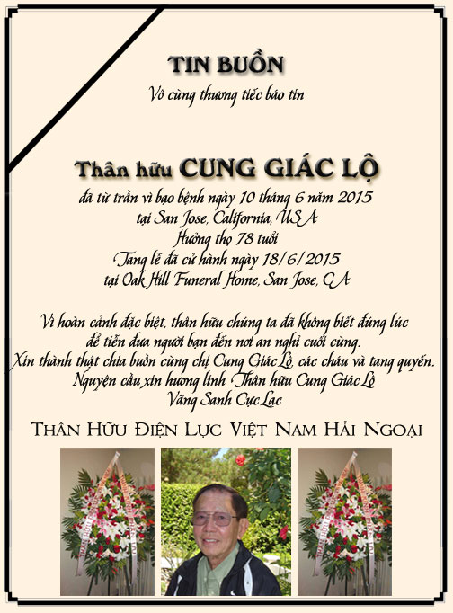 Phân Ưu Thân hữu Điện lực VN Hải ngoại
