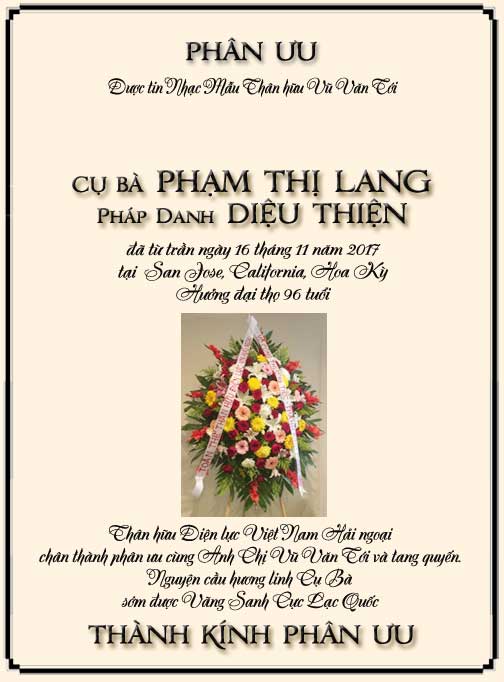 Phân Ưu Thân hữu Điện lực VN Hải ngoại