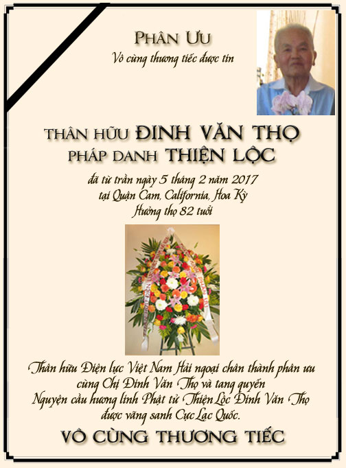 Phân Ưu Thân hữu Điện lực VN Hải ngoại
