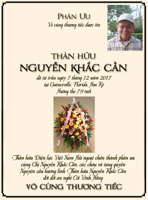 Phân Ưu Thân hữu Điện lực VN Hải ngoại