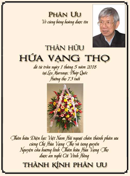 Phân Ưu Thân hữu Điện lực VN Hải ngoại