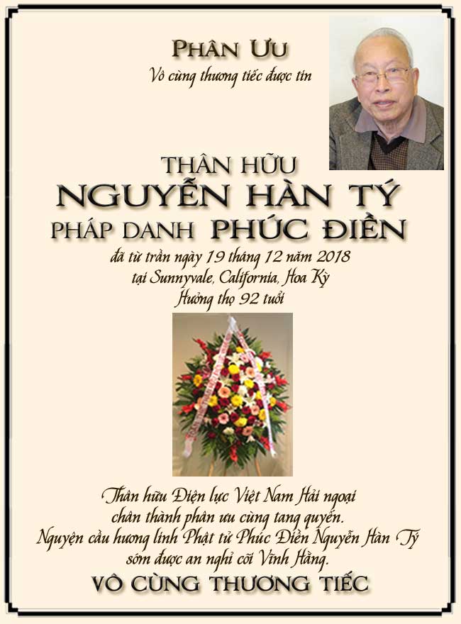Phân Ưu Thân hữu Điện lực VN Hải ngoại