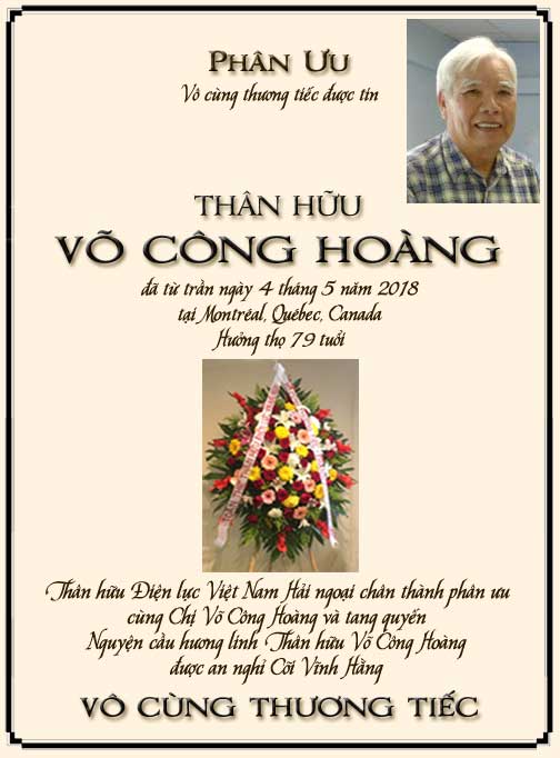 Phân Ưu Thân hữu Điện lực VN Hải ngoại