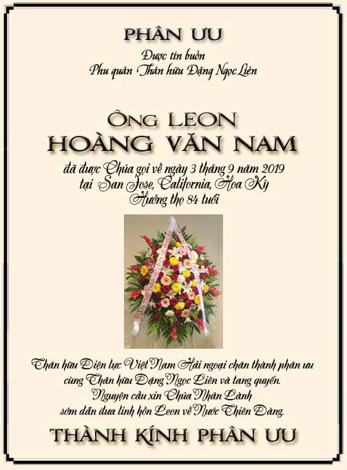 Phân Ưu Thân hữu Điện lực VN Hải ngoại