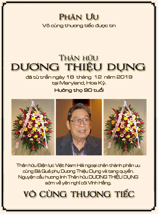 Phân Ưu Thân hữu Điện lực VN Hải ngoại