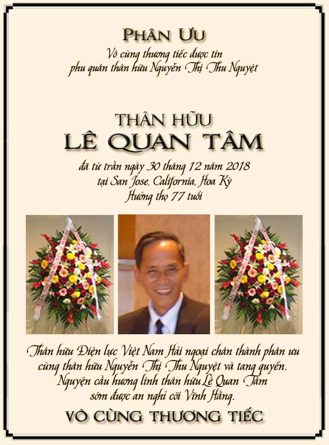 Phân Ưu Thân hữu Điện lực VN Hải ngoại