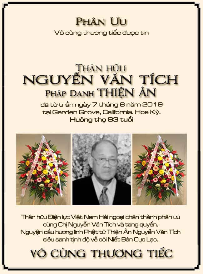 Phân Ưu Thân hữu Điện lực VN Hải ngoại