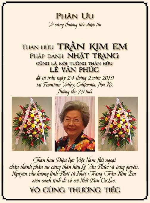 Phân Ưu Thân hữu Điện lực VN Hải ngoại