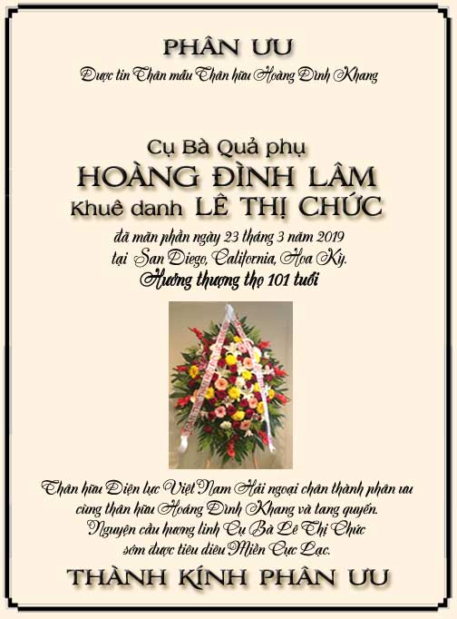 Phân Ưu Thân hữu Điện lực VN Hải ngoại