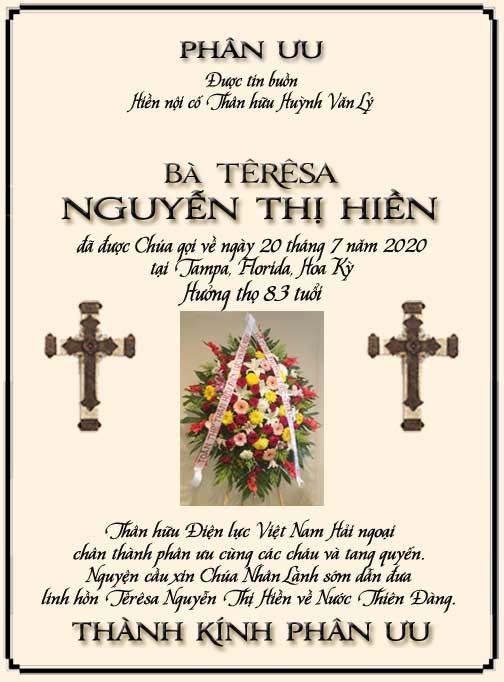 Phân Ưu Thân hữu Điện lực VN Hải ngoại
