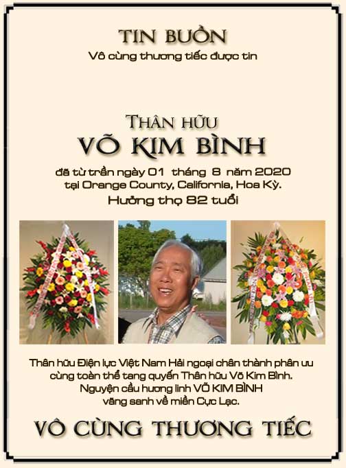 Phân Ưu Thân hữu Điện lực VN Hải ngoại